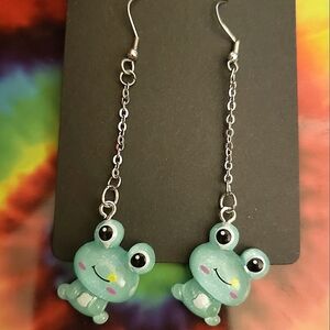 Kawaii Frog Dangle Chain Earrings